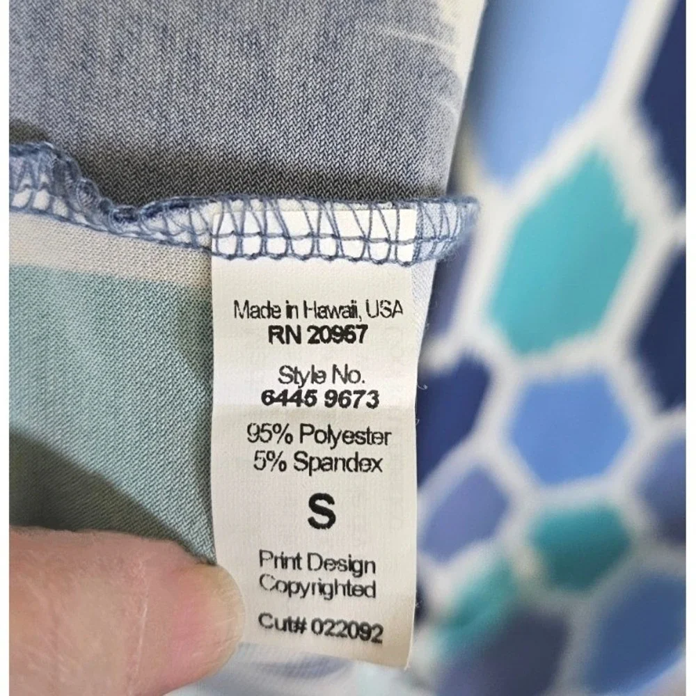 Tori Richard Valerie Racerback Tank Maxi Dress Blue Green Geometric Sz S Hawaii - Picture 9 of 10